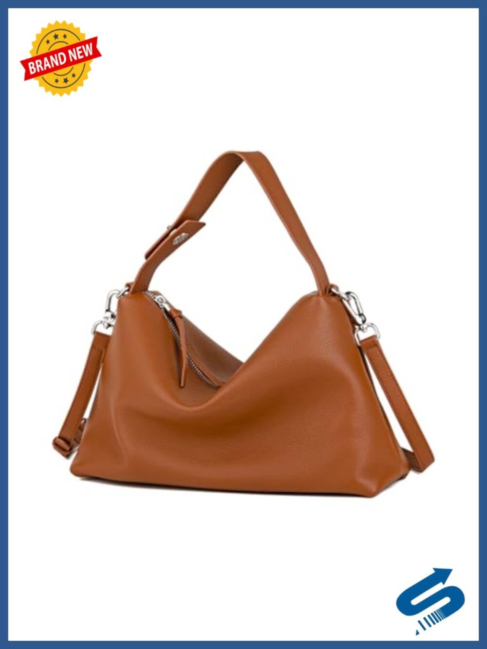 Premium Full Grained Leather Crossbody Hobo Shoulder Bag Handbag